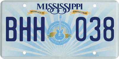 MS license plate BHH038
