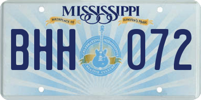 MS license plate BHH072