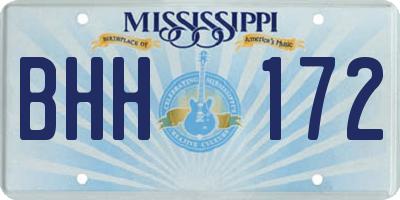 MS license plate BHH172