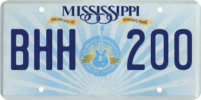MS license plate BHH200