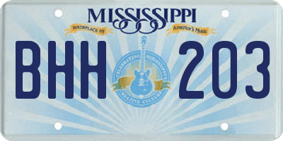 MS license plate BHH203