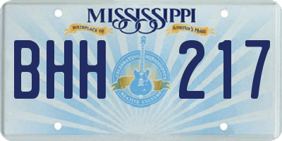 MS license plate BHH217