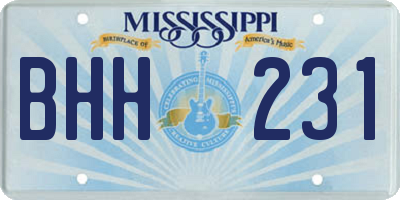 MS license plate BHH231