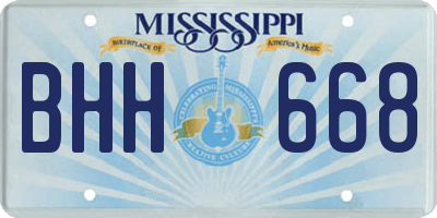 MS license plate BHH668