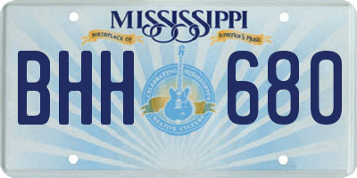MS license plate BHH680