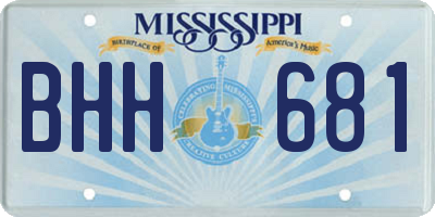 MS license plate BHH681