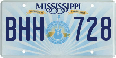 MS license plate BHH728