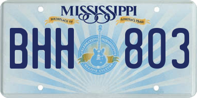 MS license plate BHH803