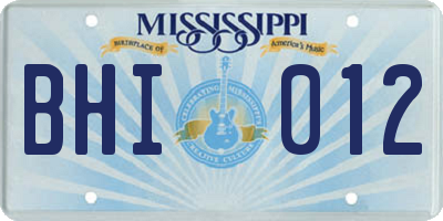 MS license plate BHI012