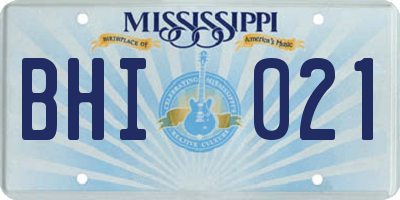 MS license plate BHI021