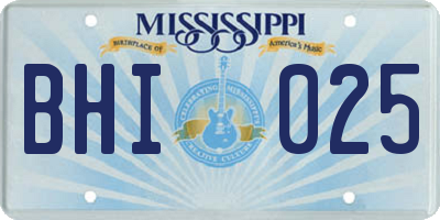 MS license plate BHI025