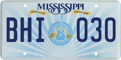 MS license plate BHI030