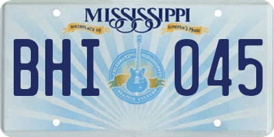 MS license plate BHI045