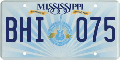 MS license plate BHI075