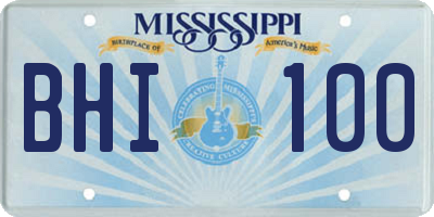 MS license plate BHI100