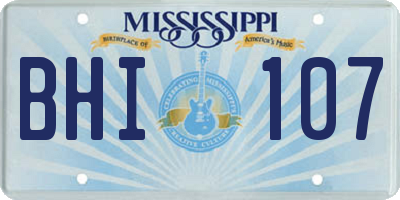 MS license plate BHI107