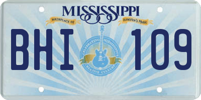 MS license plate BHI109