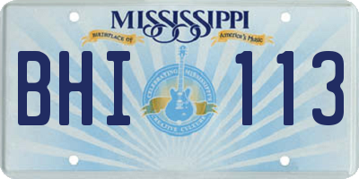 MS license plate BHI113