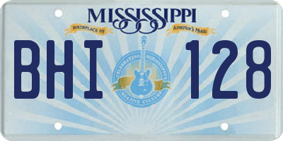 MS license plate BHI128