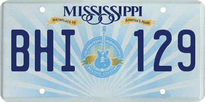 MS license plate BHI129