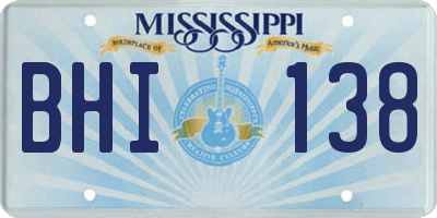 MS license plate BHI138
