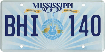 MS license plate BHI140