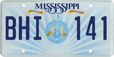 MS license plate BHI141