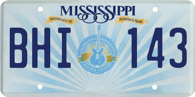 MS license plate BHI143