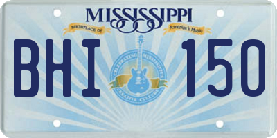 MS license plate BHI150