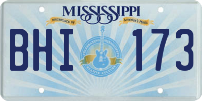 MS license plate BHI173