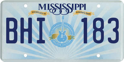MS license plate BHI183