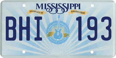 MS license plate BHI193