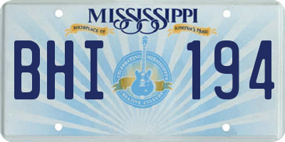 MS license plate BHI194
