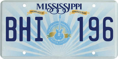 MS license plate BHI196