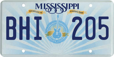 MS license plate BHI205