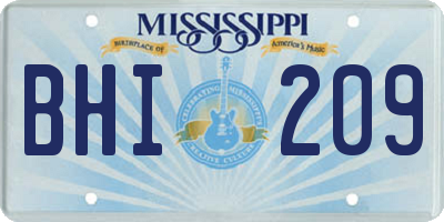 MS license plate BHI209