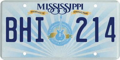 MS license plate BHI214