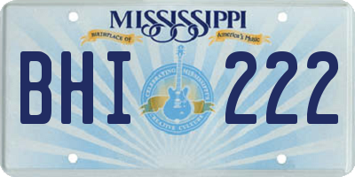MS license plate BHI222