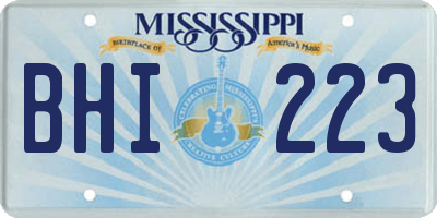 MS license plate BHI223