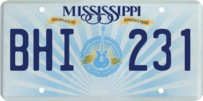 MS license plate BHI231