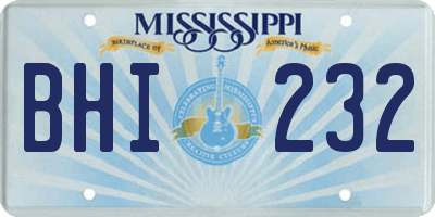 MS license plate BHI232