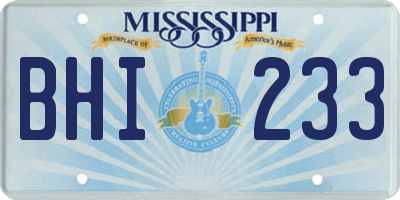 MS license plate BHI233