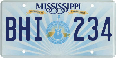 MS license plate BHI234