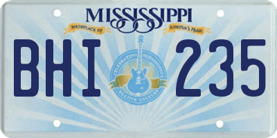 MS license plate BHI235