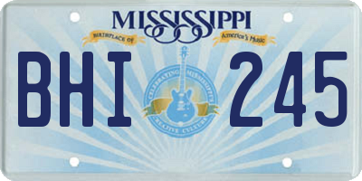 MS license plate BHI245