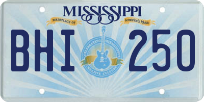 MS license plate BHI250