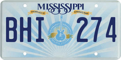 MS license plate BHI274