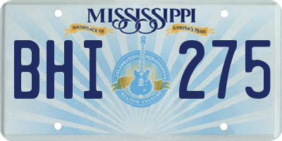 MS license plate BHI275