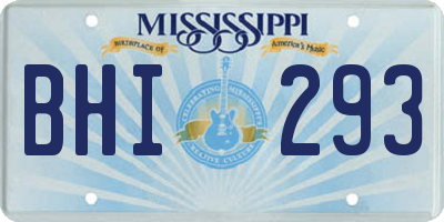 MS license plate BHI293
