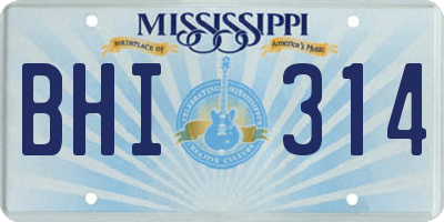 MS license plate BHI314